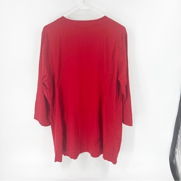 ✅ Eileen Fisher button front tunic top shirt dress linen long sleeve red X-LARGE - Picture 4 of 6